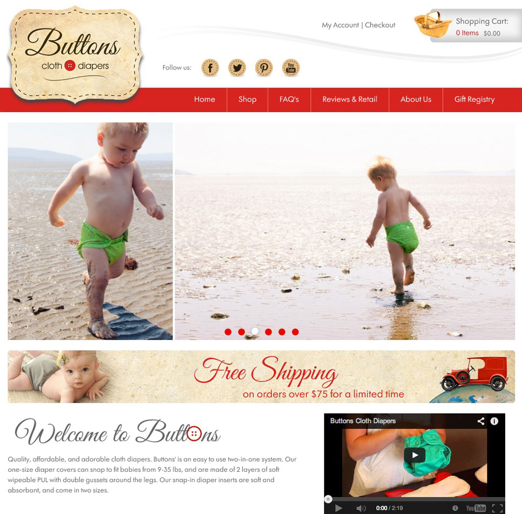 Buttons Clothes and Diapers website