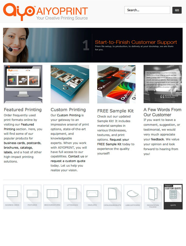 CoreCommerce AiyoPrint Ecommerce Theme preview — Tablet