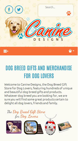 CoreCommerce Canine Designs Theme preview — Mobile