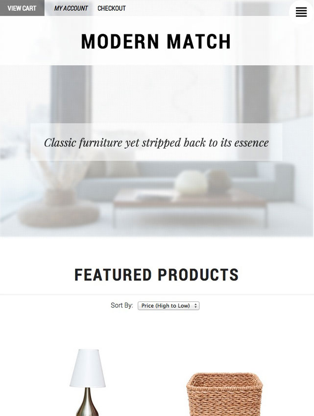 CoreCommerce Modern Match Ecommerce Theme preview — Tablet